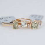 A 9ct yellow gold ring set with a 1.00 carat cushion cut colour change Csarite, 1.70gm, size N 1/