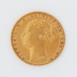 An Victoria 1872 bun head full sovereign.