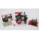 Three traction engines and one stationary engines, including Mamod and Wilesco (4).