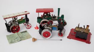 Three traction engines and one stationary engines, including Mamod and Wilesco (4).