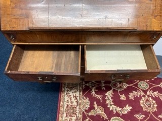 An English 18th Century walnut bureau desk fitted with four drawers on bracket feet height 100cm. - Image 8 of 16