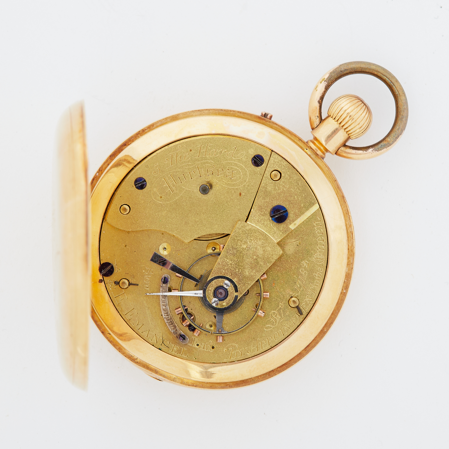 An 18ct. gold cased half hunter pocket watch by E. & E. Emanual of 3. The Hard, Portsea ( - Image 4 of 4