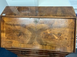 An English 18th Century walnut bureau desk fitted with four drawers on bracket feet height 100cm. - Image 16 of 16