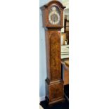 A walnut cased grandmother clock, Mappin & Webb, with pendulum, approx height 175.5cm.