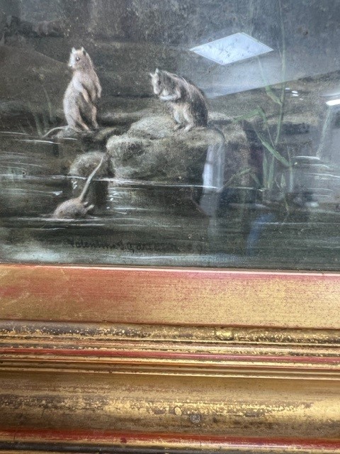 A 19th century watercolour, study of three dogs hunting mice' label on reverse 'to 'Francis M. Fry, - Image 3 of 16