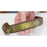A Victorian leather dog collar with brass mounts, inscription 'Punch, Ratcatcher To Her Majesty',
