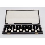 A set of twelve silver coffee spoons, London, 1973-74, maker AT, 1.59oz, cased.