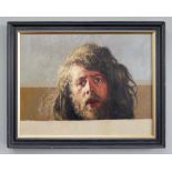 Robert Lenkiewicz (1941-2002) signed oil painting, 'Self Portrait', framed, 34cm x 45cm, overall