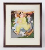Beryl Cook (1926-2008) 'Joggers On The Hoe' signed print, stamped AHE, 43cm x 36cm, framed and