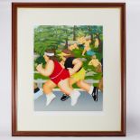 Beryl Cook (1926-2008) 'Women Running' signed limited edition print 184/275, 74cm x 60cm, framed and