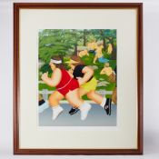 Beryl Cook (1926-2008) 'Women Running' signed limited edition print 184/275, 74cm x 60cm, framed and