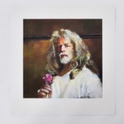 Robert Lenkiewicz (1941-2002) 'Self Portrait Holding Rose' signed limited edition print 325/500,
