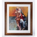 Robert Lenkiewicz (1941-2002) 'Painter with Paula' signed print P/P, 69cm x 55.5cm, framed and