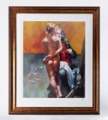 Robert Lenkiewicz (1941-2002) 'Painter with Paula' signed print P/P, 69cm x 55.5cm, framed and
