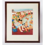 Beryl Cook (1926-2008) 'Bathing Pool' signed print, stamped FEC, 47cm x 38cm, framed and glazed.