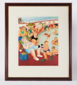 Beryl Cook (1926-2008) 'Bathing Pool' signed print, stamped FEC, 47cm x 38cm, framed and glazed.