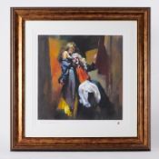 Robert Lenkiewicz (1941-2002) 'Painter with Roxanne' signed, marked H/C, 40cm x 40cm, framed and