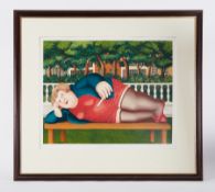 Beryl Cook (1926-2008) 'Bryant Park' signed A/P print, 47cm x 59cm, framed and glazed.