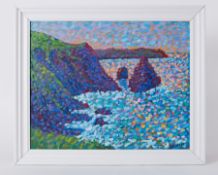 Paul Stephens (b1957-) 'Poldark Country, Cornwall' signed oil on panel, 40cm x 49cm, framed. Pauls