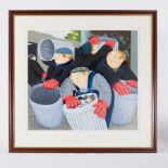 Beryl Cook (1926-2008) 'Dustbin Men' signed limited edition print 194/300, 60cm x 67cm, framed and