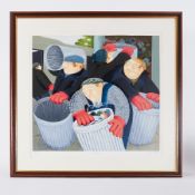 Beryl Cook (1926-2008) 'Dustbin Men' signed limited edition print 194/300, 60cm x 67cm, framed and