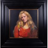 Robert Lenkiewicz (1941-2002) oil on canvas 'Rachel', 24" x 24", framed in a wide black 'Lenkiewicz'
