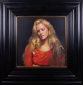 Robert Lenkiewicz (1941-2002) oil on canvas 'Rachel', 24" x 24", framed in a wide black 'Lenkiewicz'