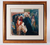 A framed photograph of Robert Lenkiewicz and Anna in the studio, 50cm x 52cm.
