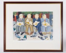Beryl Cook (1926-2008) 'Lunch In The Gardens' signed limited edition print 283/300, 44cm x 61cm,