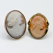 A 9ct yellow gold cameo brooch with safety chain, approx. 3.5cm x 2.5cm, pin & catch fitting, 7.62gm