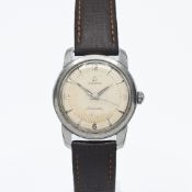 Omega, a stainless steel cased vintage Omega Seamaster on an Omega brown leather strap.