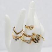 Eight 9ct gold dress rings, approx 17.6g.