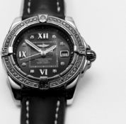 Breitling, a ladies stainless steel Breitling chronometer wristwatch with black diamond dot dial