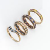 Three 9ct gold dress rings approx 7g and another (unmarked) (4).