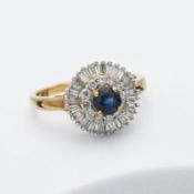 A 9ct gold diamond and sapphire cluster ring, size Q.