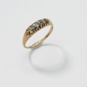 An 18ct yellow gold five stone ring set with old round cut diamonds, 2.71gm, size M.