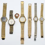 Seven various fashion watches including Sekonda, Rotary etc, together with a jewellery box (key).