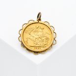 An 1891 Victoria full sovereign in a 9ct yellow gold pendant mount, 9.65gm.
