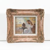 Jean Lavrent, a 19th century French oil painting of a Girl, 12cm x 15cm, framed and glazed.
