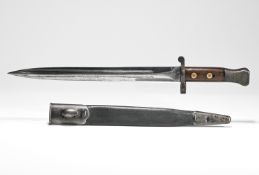 A Wilkinson, London Great War bayonet and scabbard, length 42cm various impress marks including WD.