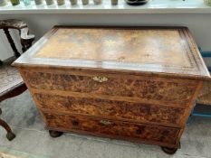 An antique walnut Dower chest, length 41inches, width 23 inches and height 30 inches.