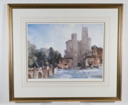 After Sir William Russel Flint, addition print number 64/650 'Warwick Castle' framed and glazed,