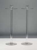 Orrefors, pair of clear glass tall candlesticks, height 40cm