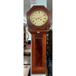 A 19th century mahogany drop dial wall clock, makers on dial Cornelius Tyte of Wells, overall length