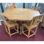 Sid Pollard of Thirsk (1914-1994) Ex Mouseman - dining table and set of four chairs, table height