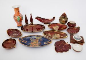 A collection of Carlton Ware oriental pattern to include dishes, vases etc, approx. 15.