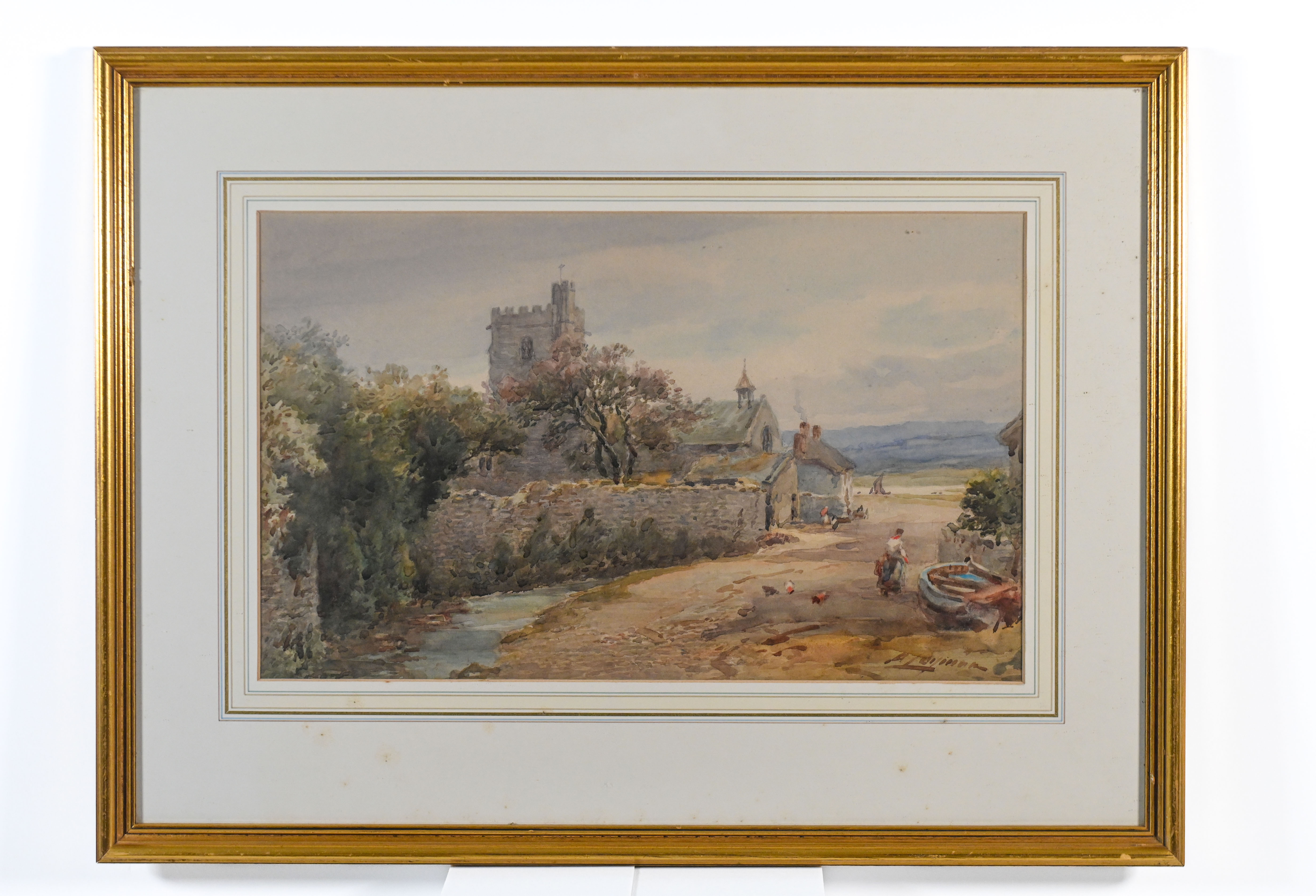 A.Leymann (Alfred?) watercolour, with label on revers, inscribed Axmouth near Seaton (probably