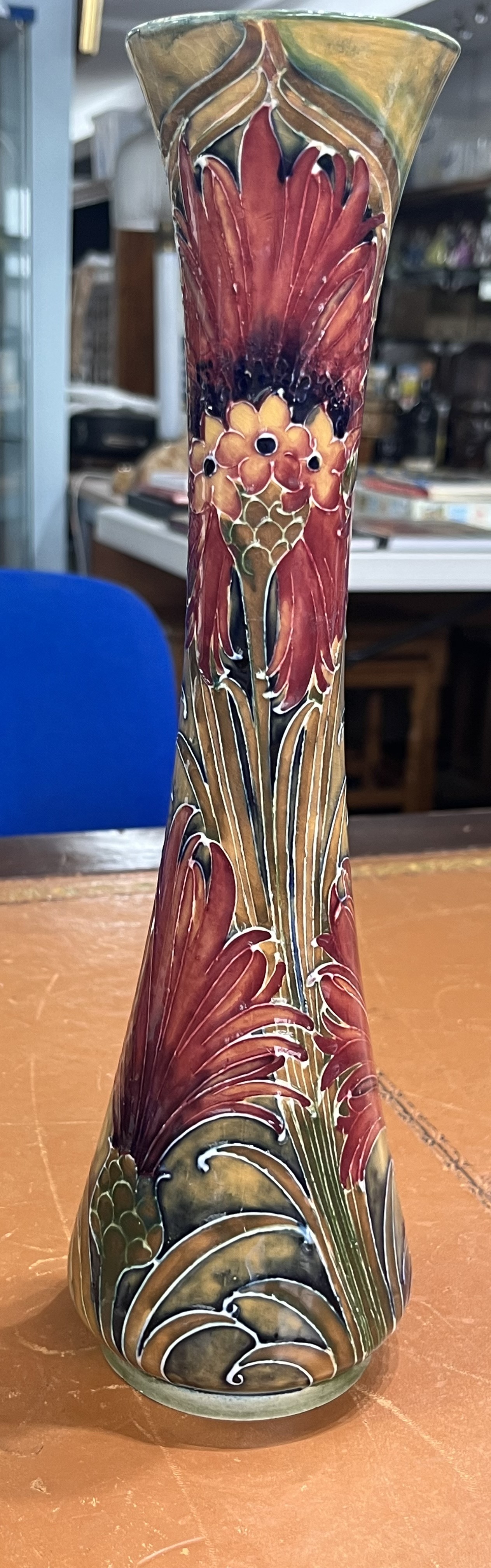 William Moorcroft revived Cornflower design vase, circa 1913, 31cm height. - Image 5 of 6