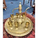 Brass Indian coffee set with folding stand.