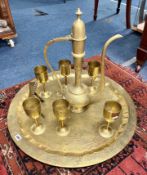 Brass Indian coffee set with folding stand.